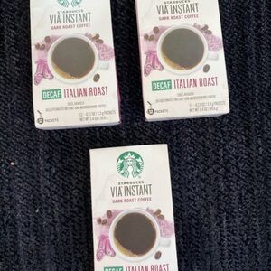 ⭐️Starbucks Via Instant Dark ⭐️Decaf Italian Roast Packets 3-12CT